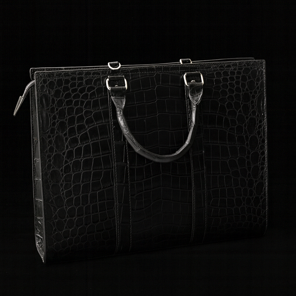 BLACK HANDMADE GENUINE CROCODILE BAG