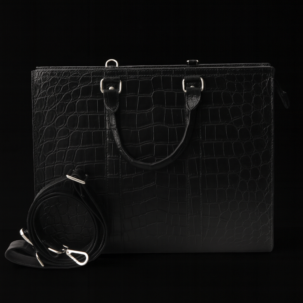 BLACK HANDMADE GENUINE CROCODILE BAG