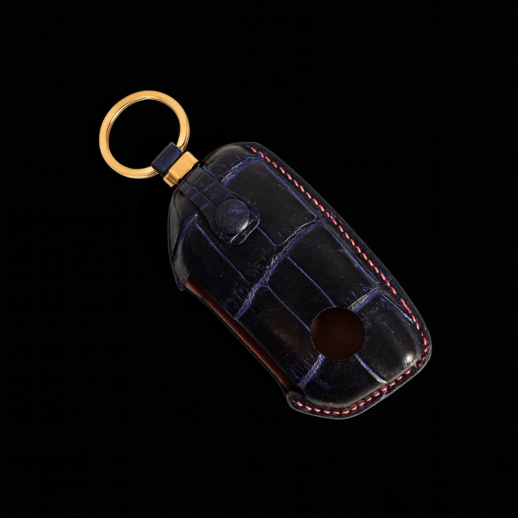 BLUE HANDMADE LEATHER KEY CASE FOR BMW