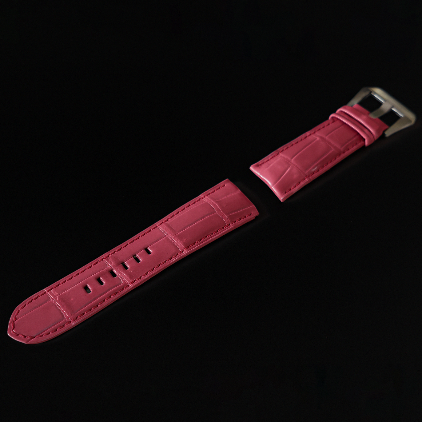 PINK CROCODILE BELLY LEATHER STRAP