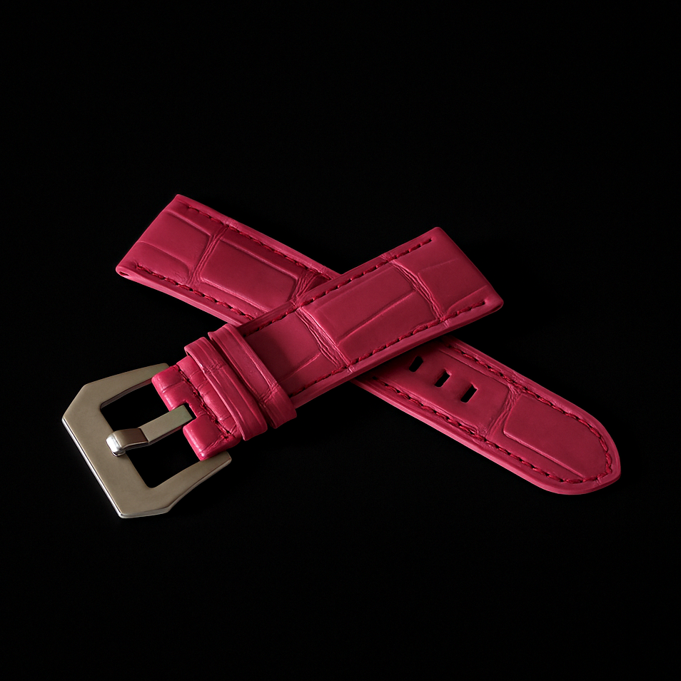 PINK CROCODILE BELLY LEATHER STRAP