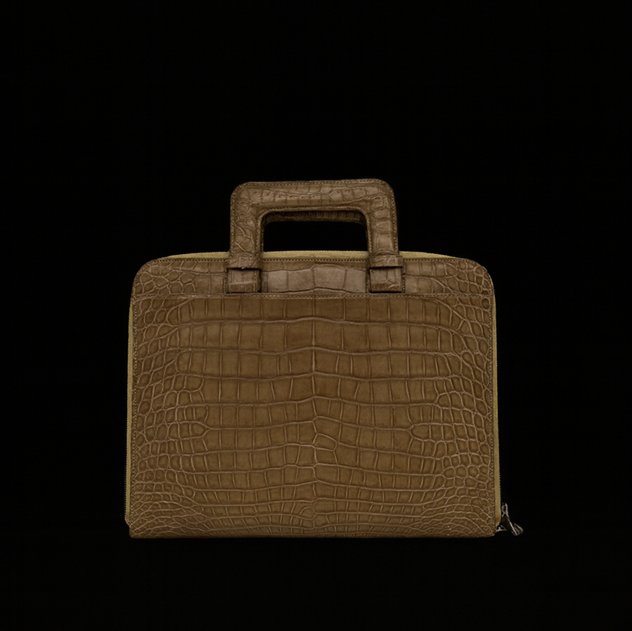 BROWN HANDMADE GENUINE CROCODILE BAG