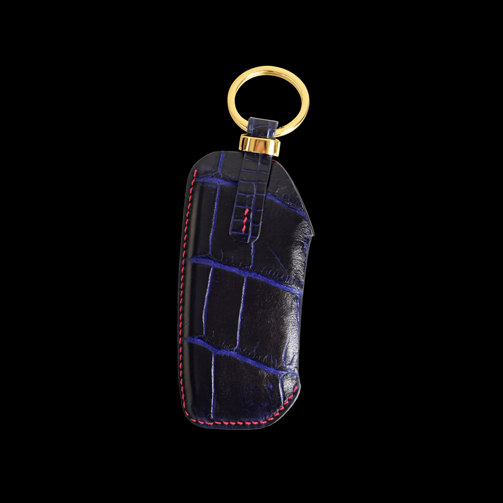 BLUE HANDMADE LEATHER KEY CASE FOR BMW