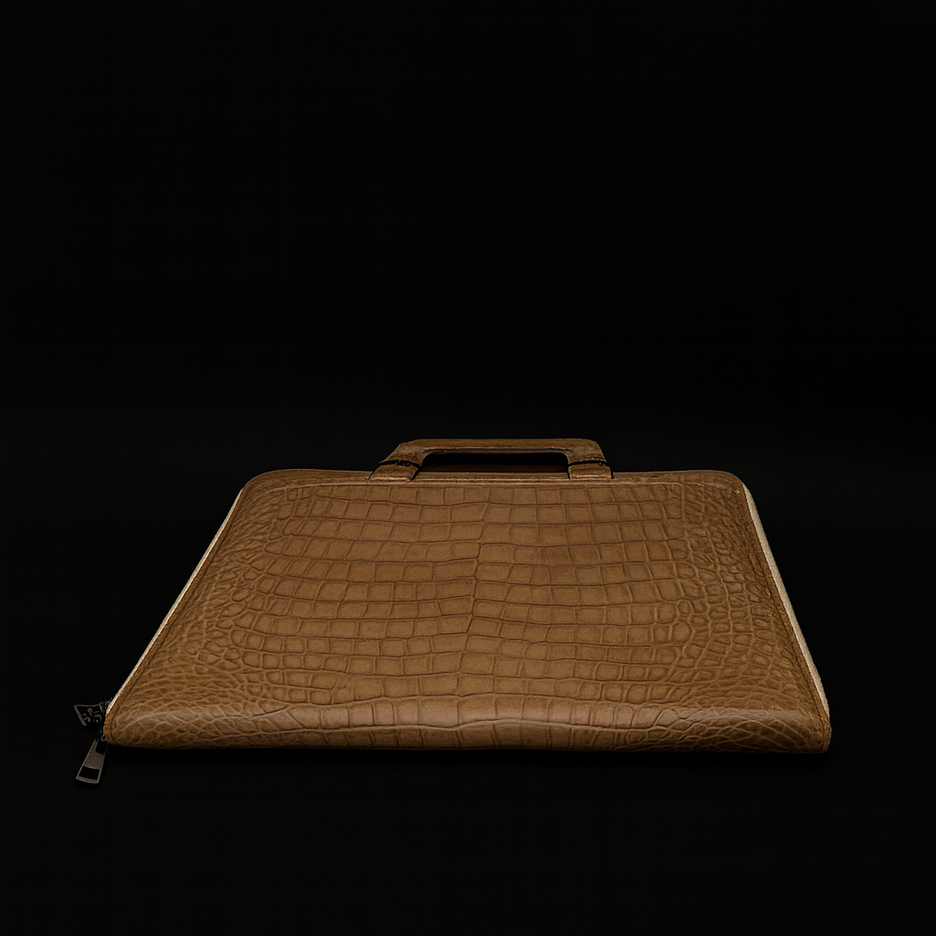 BROWN HANDMADE GENUINE CROCODILE BAG