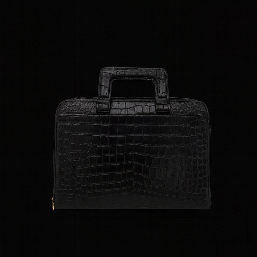 BLACK HANDMADE GENUINE CROCODILE BAG