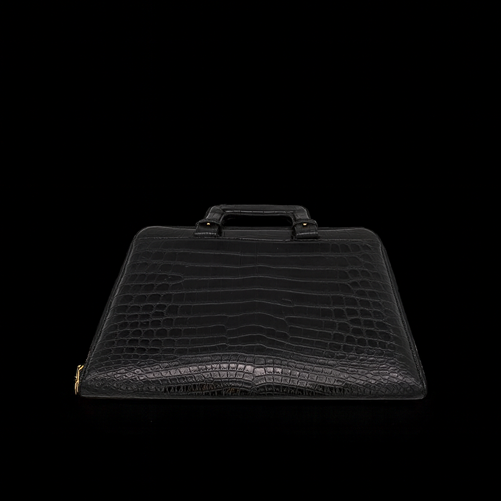 BLACK HANDMADE GENUINE CROCODILE BAG