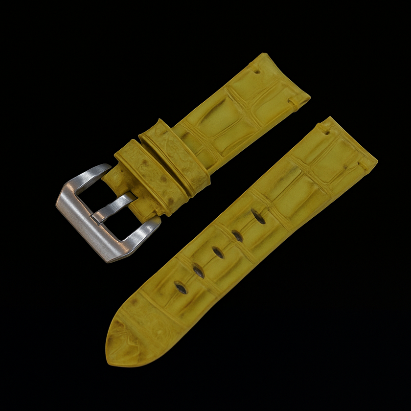 YELLOW CROCODILE HORNBACK LEATHER STRAP