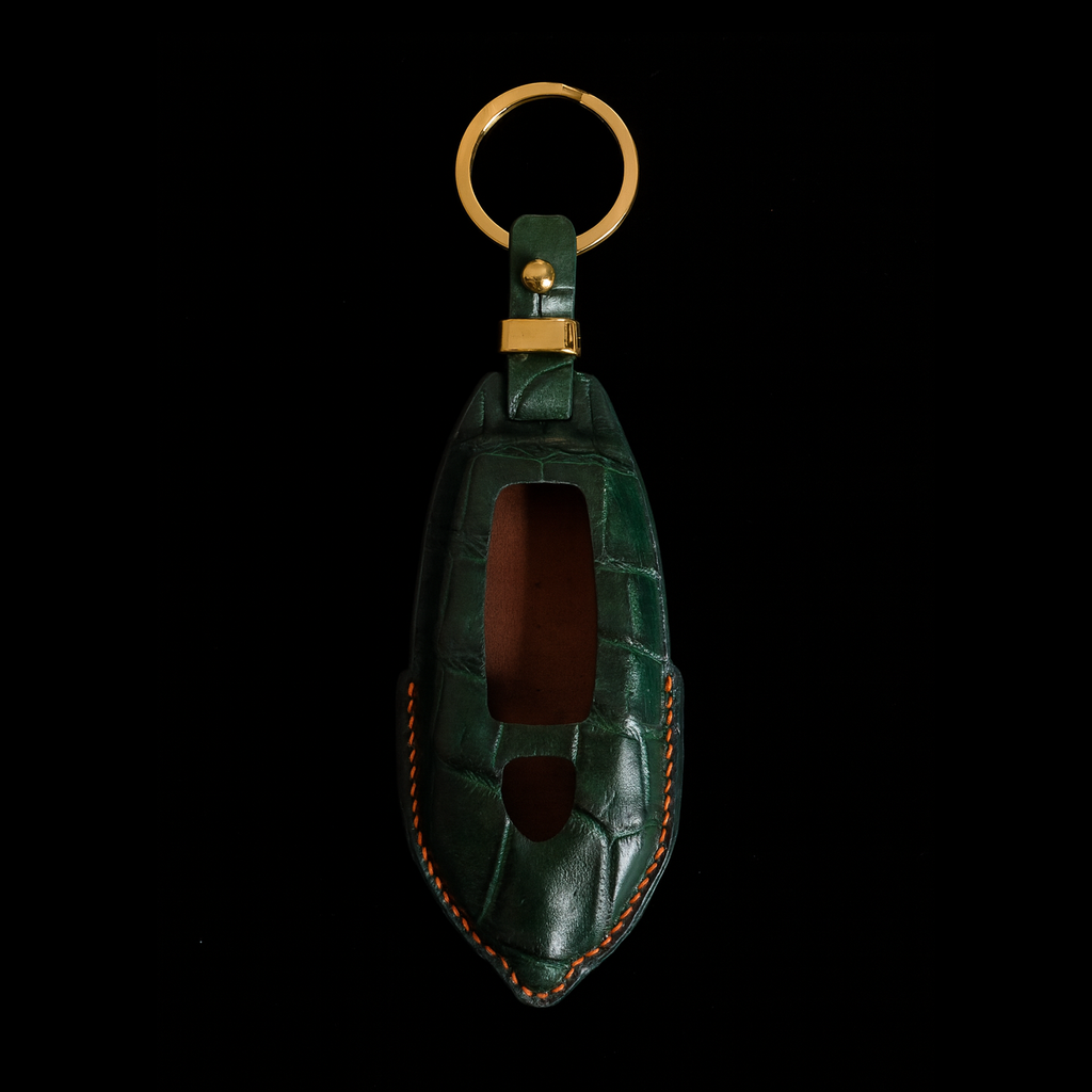 GREEN HANDMADE LEATHER KEY CASE FOR LAMBORGHINI