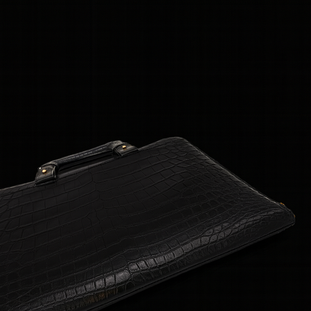 BLACK HANDMADE GENUINE CROCODILE BAG