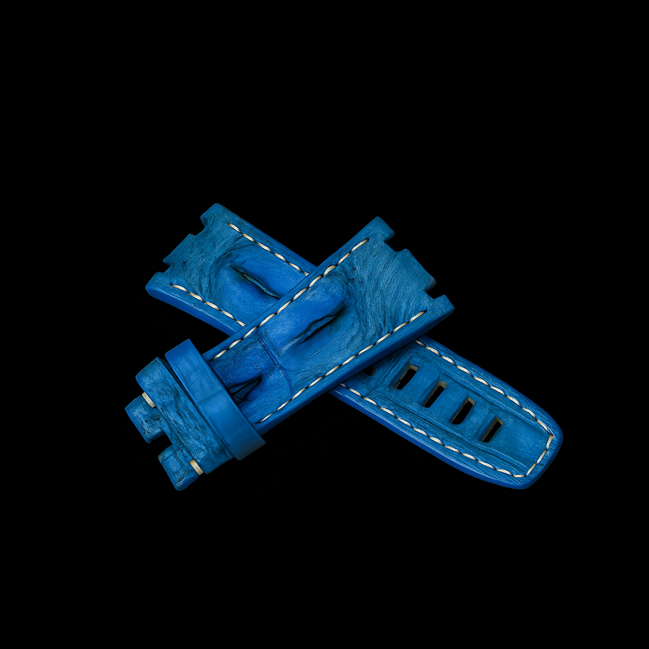 BLUE CROCODILE HORNBACK LEATHER STRAP