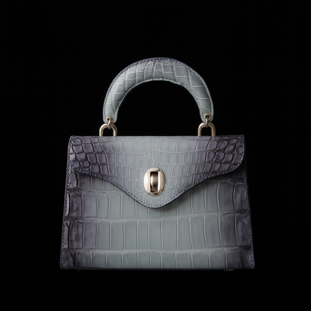 BLUE HANDMADE GENUINE CROCODILE BAG