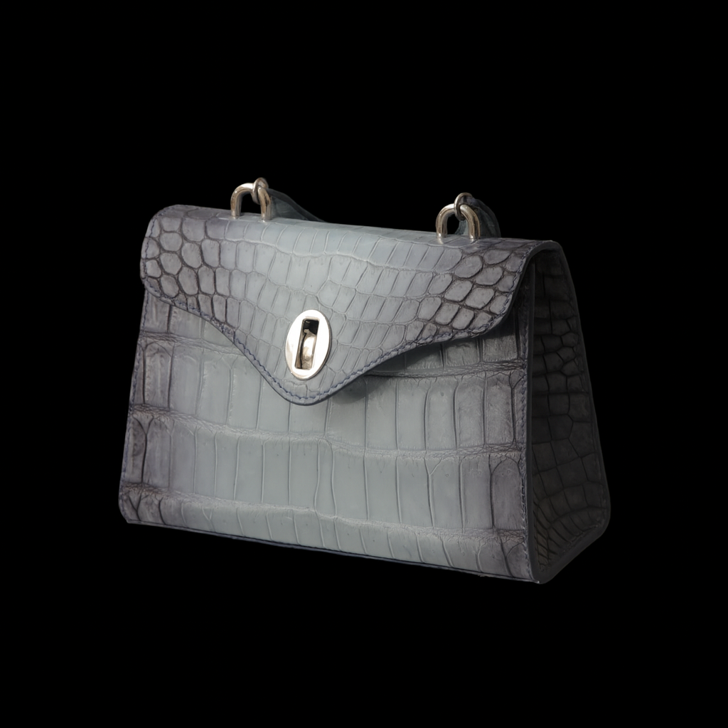 BLUE HANDMADE GENUINE CROCODILE BAG