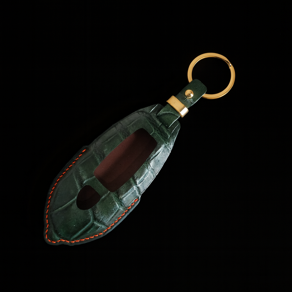 GREEN HANDMADE LEATHER KEY CASE FOR LAMBORGHINI