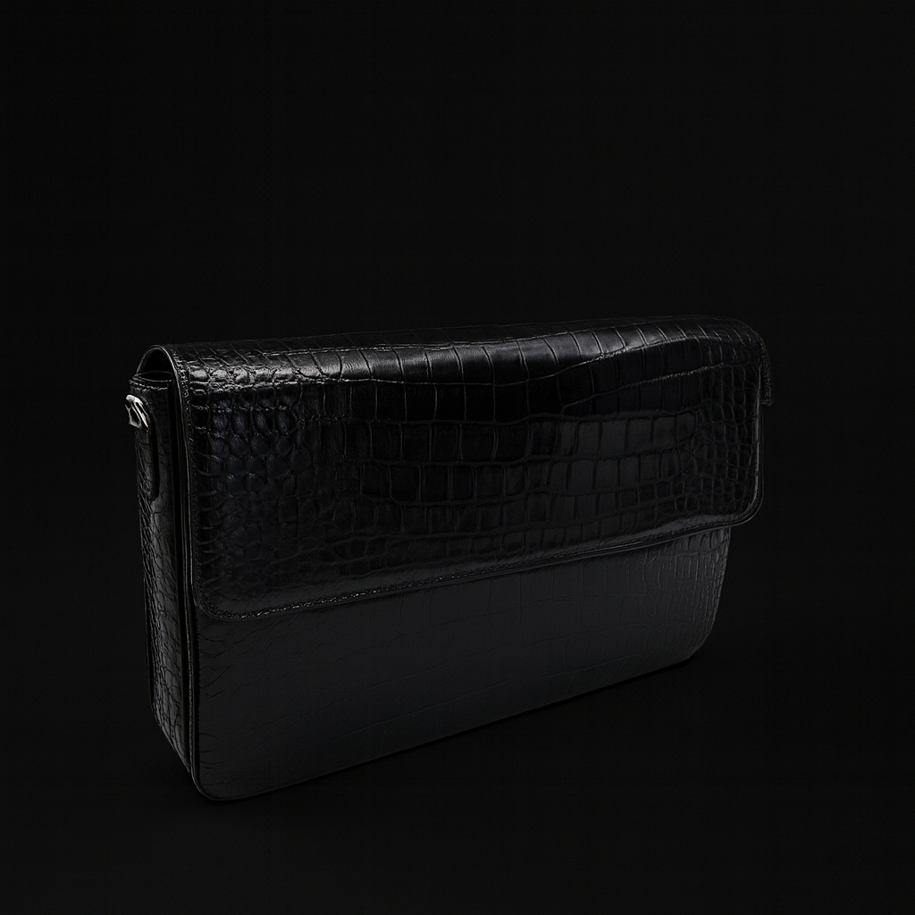 BLACK HANDMADE GENUINE CROCODILE BAG