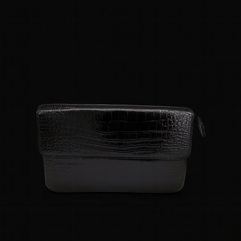 BLACK HANDMADE GENUINE CROCODILE BAG