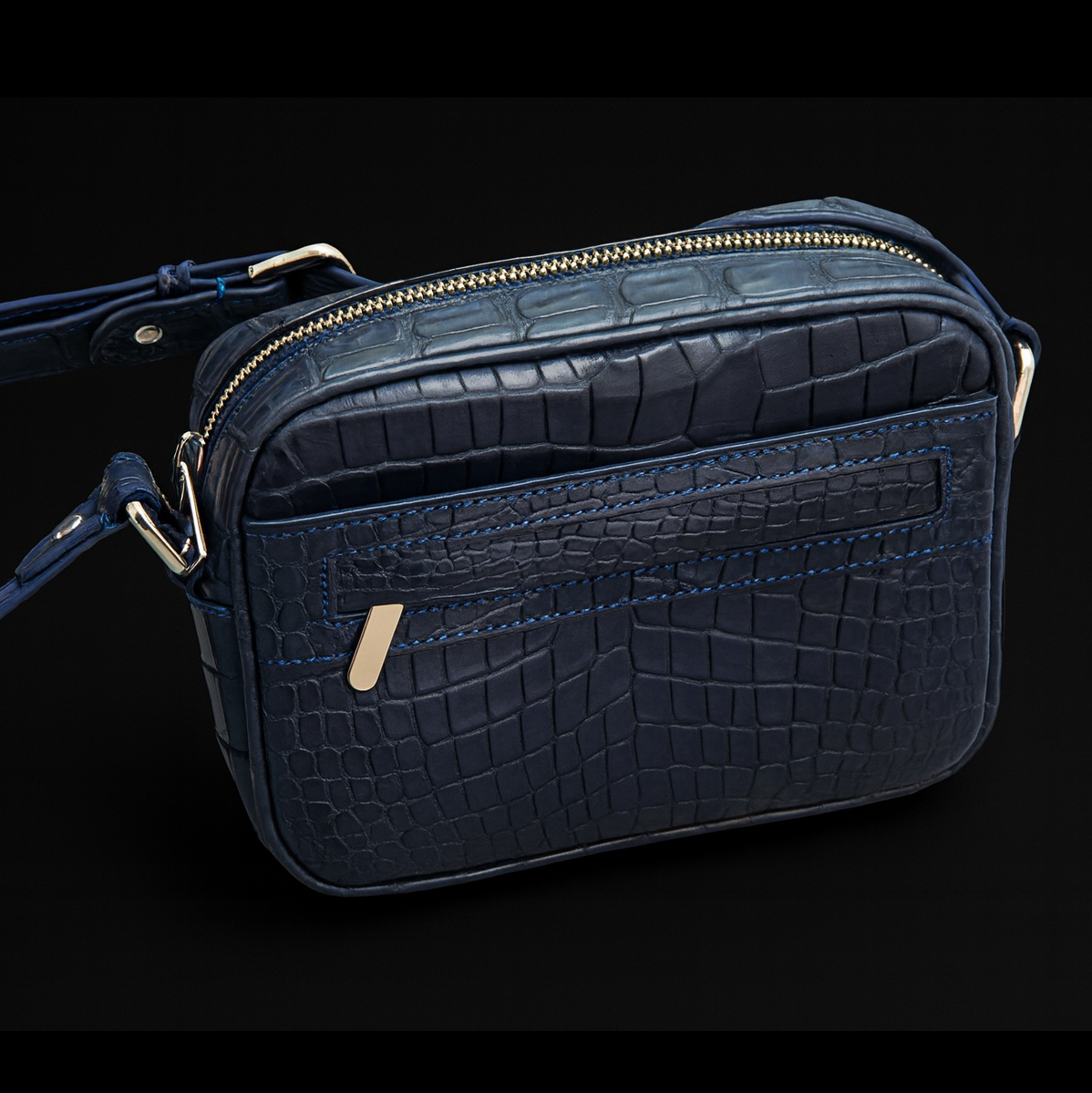 BLUE HANDMADE GENUINE CROCODILE BAG
