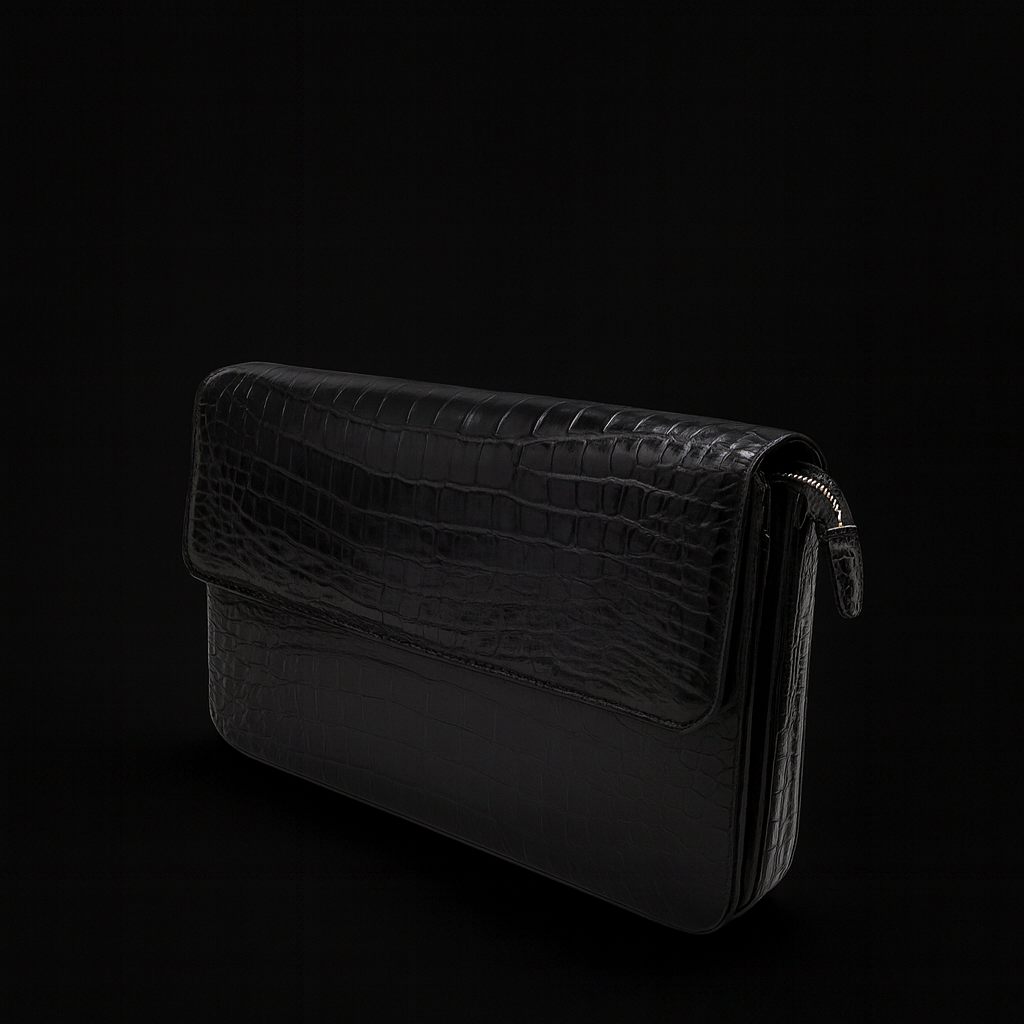BLACK HANDMADE GENUINE CROCODILE BAG