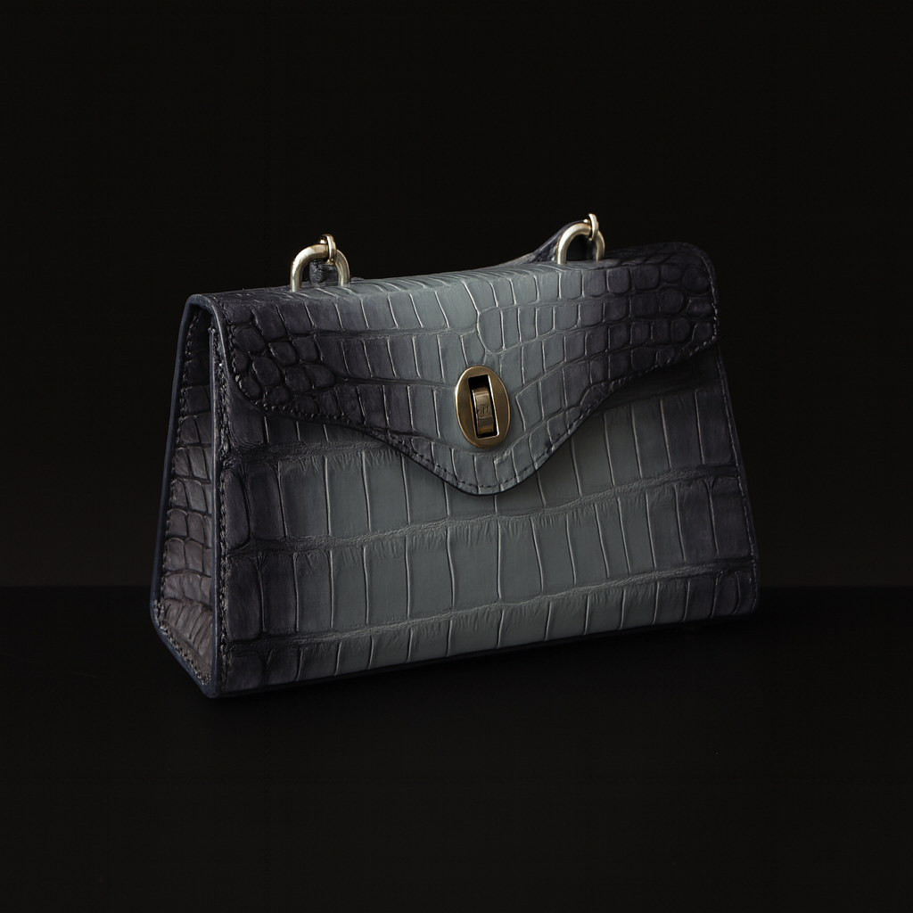 BLUE HANDMADE GENUINE CROCODILE BAG