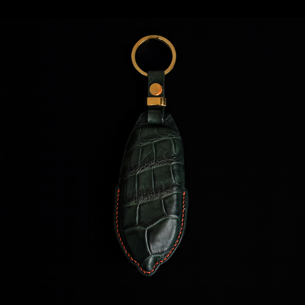 GREEN HANDMADE LEATHER KEY CASE FOR LAMBORGHINI