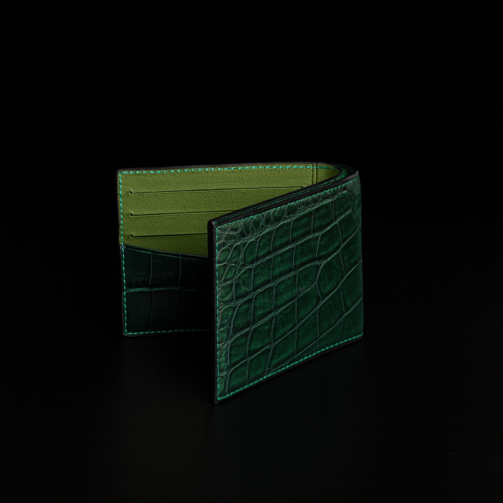 Green Crocodile leather wallet