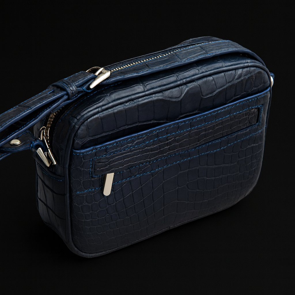 BLUE HANDMADE GENUINE CROCODILE BAG
