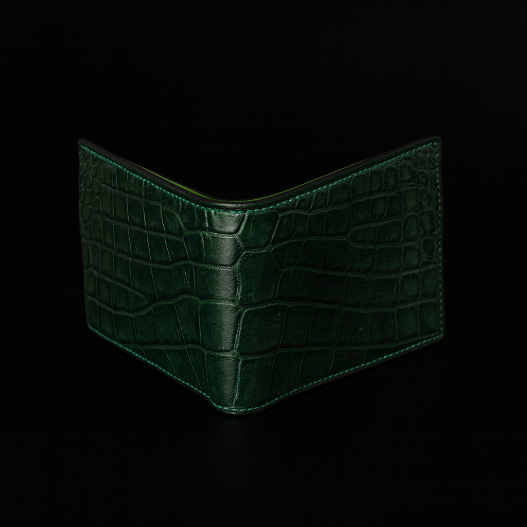 Green Crocodile leather wallet
