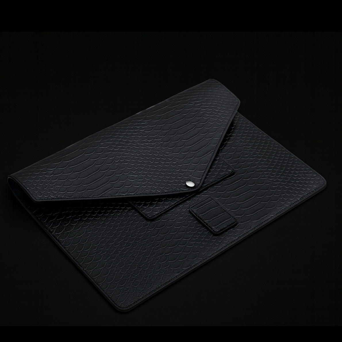BLACK HANDMADE GENUINE CALF LAPTOP SLEEVE