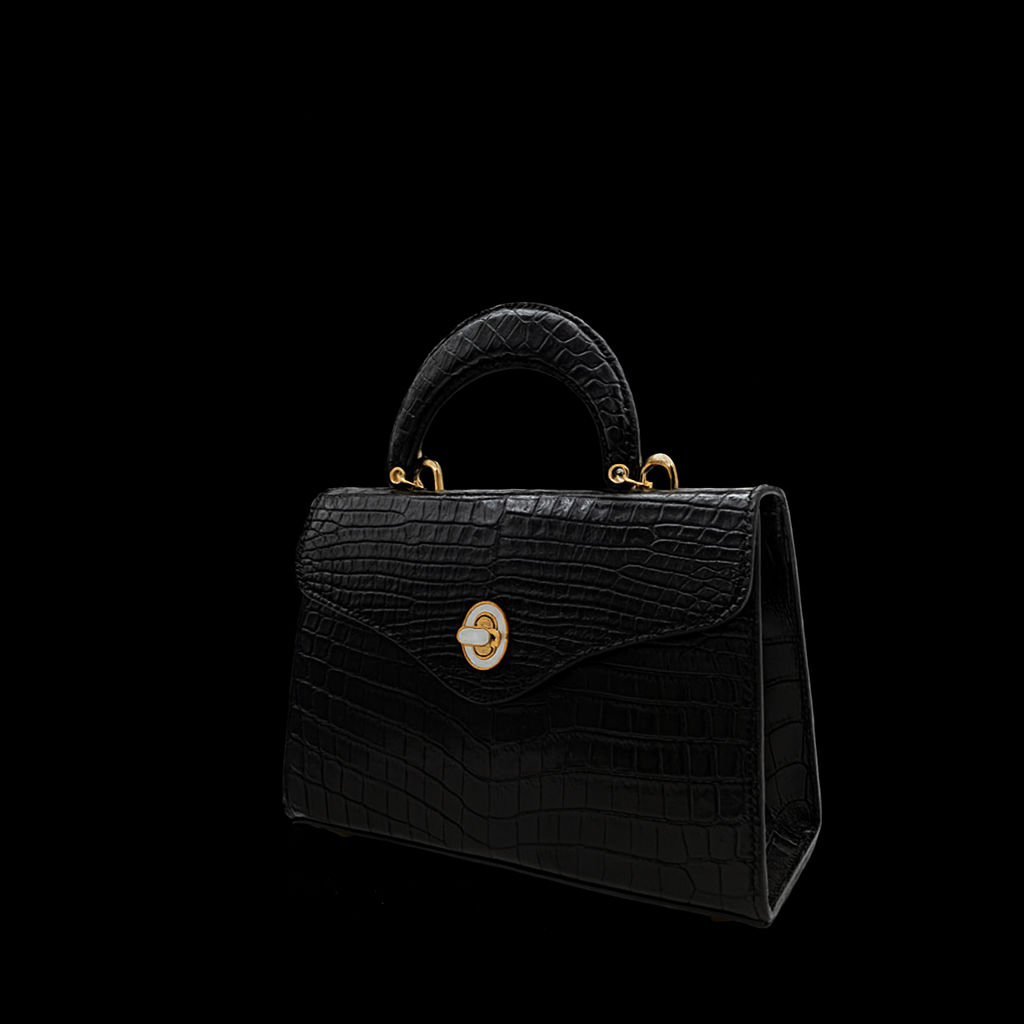 BLACK HANDMADE GENUINE CROCODILE BAG