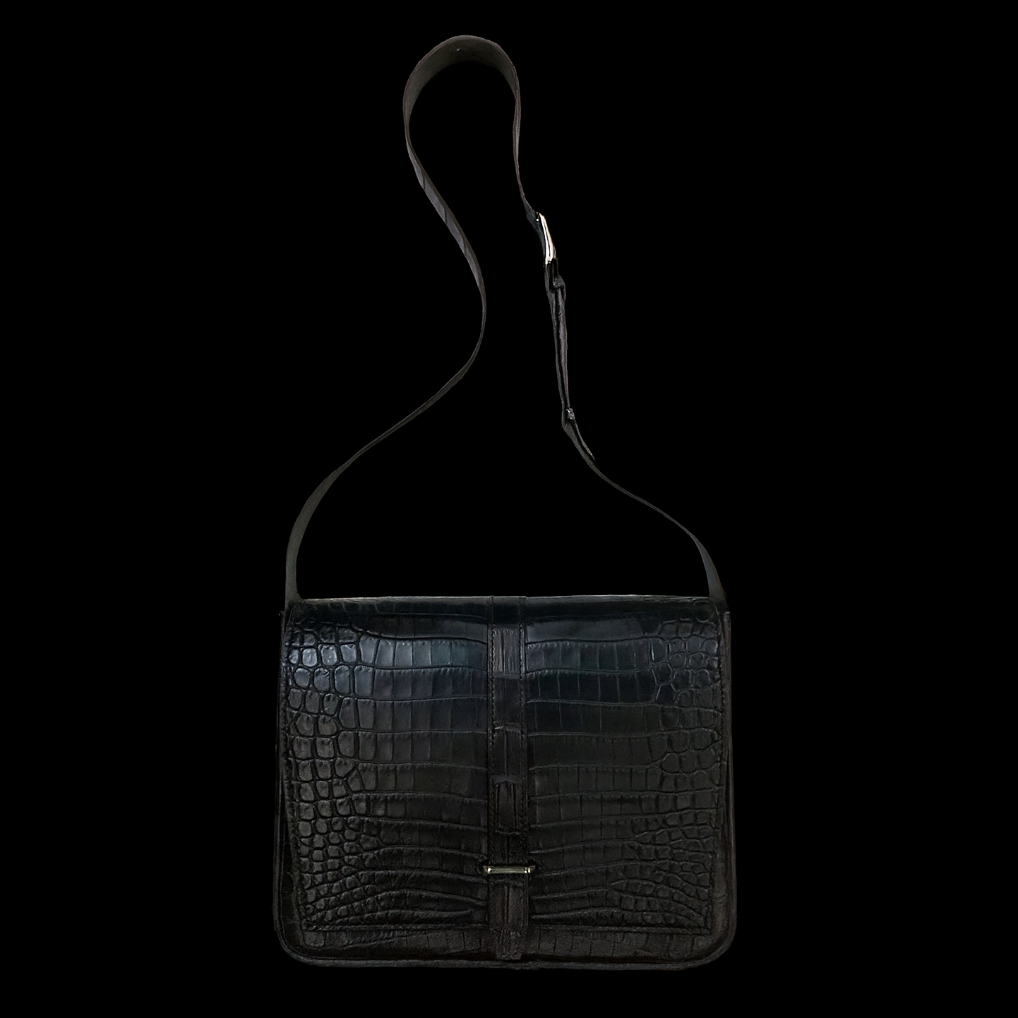 BLACK HANDMADE GENUINE CROCODILE BAG