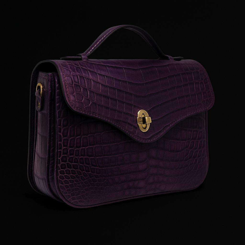PURPLE HANDMADE GENUINE CROCODILE BAG