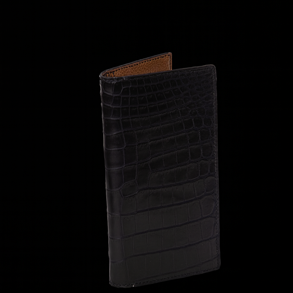 Black Crocodile leather long wallet