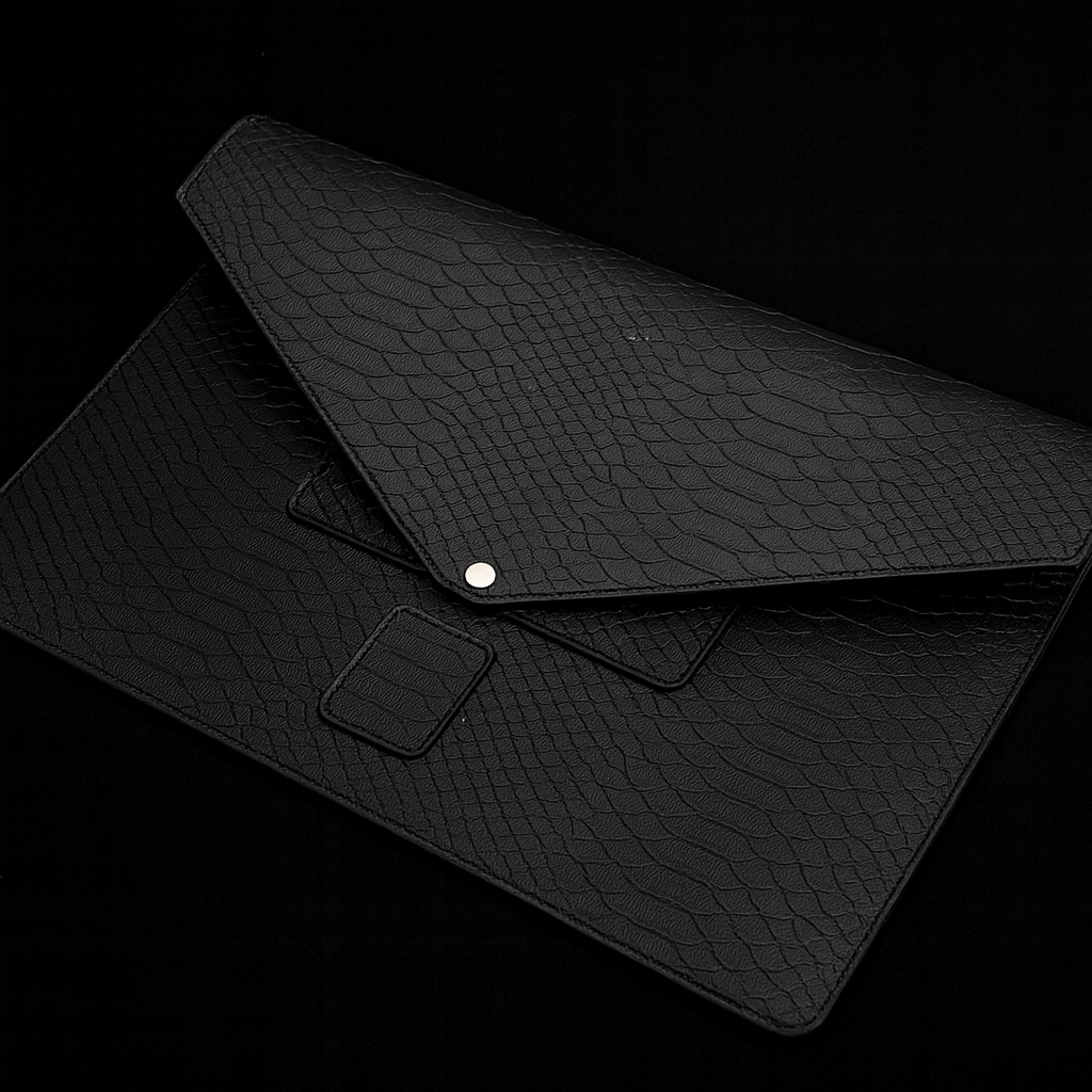 BLACK HANDMADE GENUINE CALF LAPTOP SLEEVE