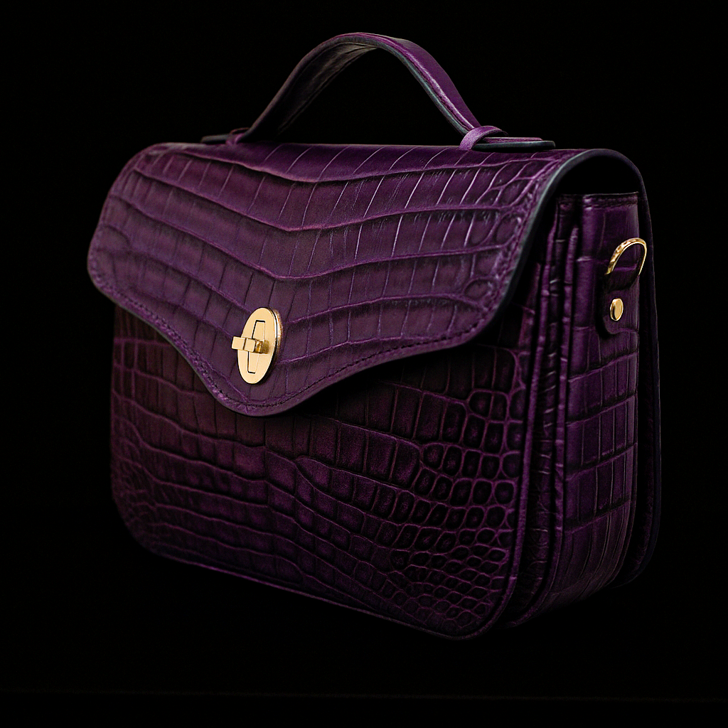 PURPLE HANDMADE GENUINE CROCODILE BAG