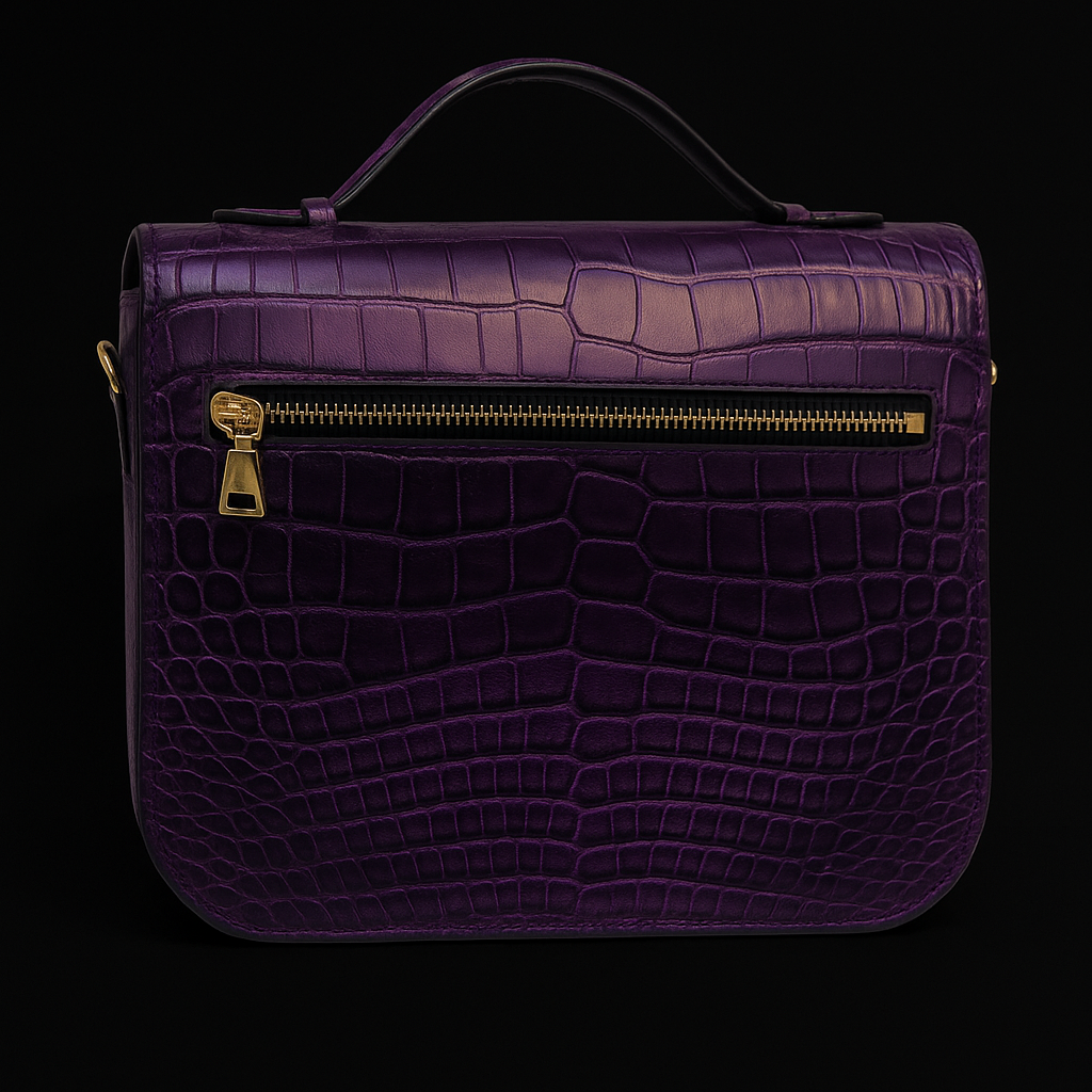 PURPLE HANDMADE GENUINE CROCODILE BAG