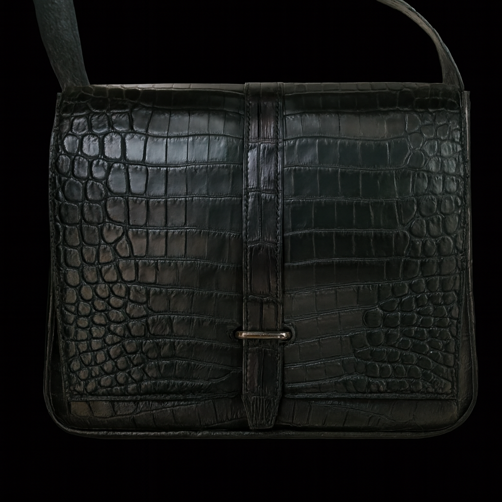 BLACK HANDMADE GENUINE CROCODILE BAG