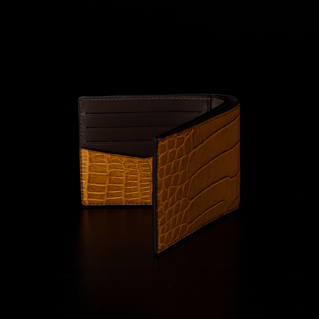 Orange Crocodile leather wallet