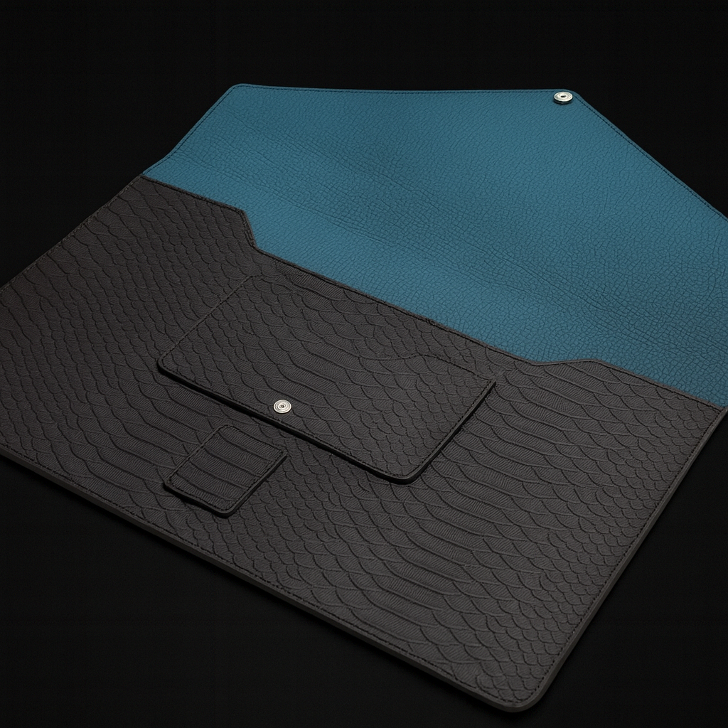 BLACK HANDMADE GENUINE CALF LAPTOP SLEEVE