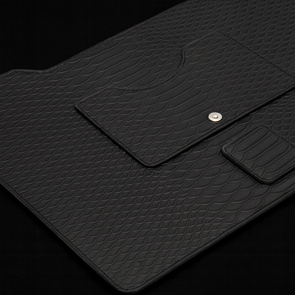 BLACK HANDMADE GENUINE CALF LAPTOP SLEEVE