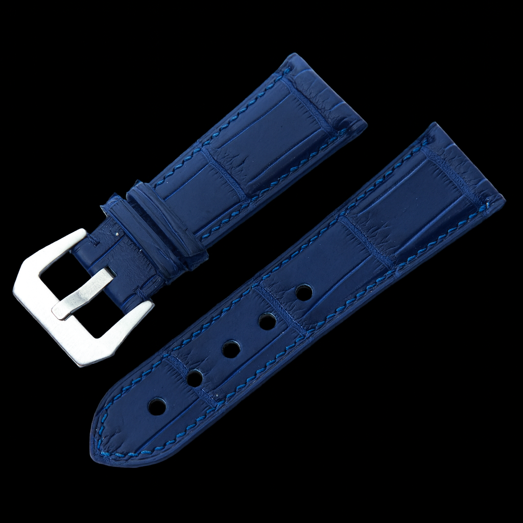 BLUE CROCODILE BELLY LEATHER STRAP