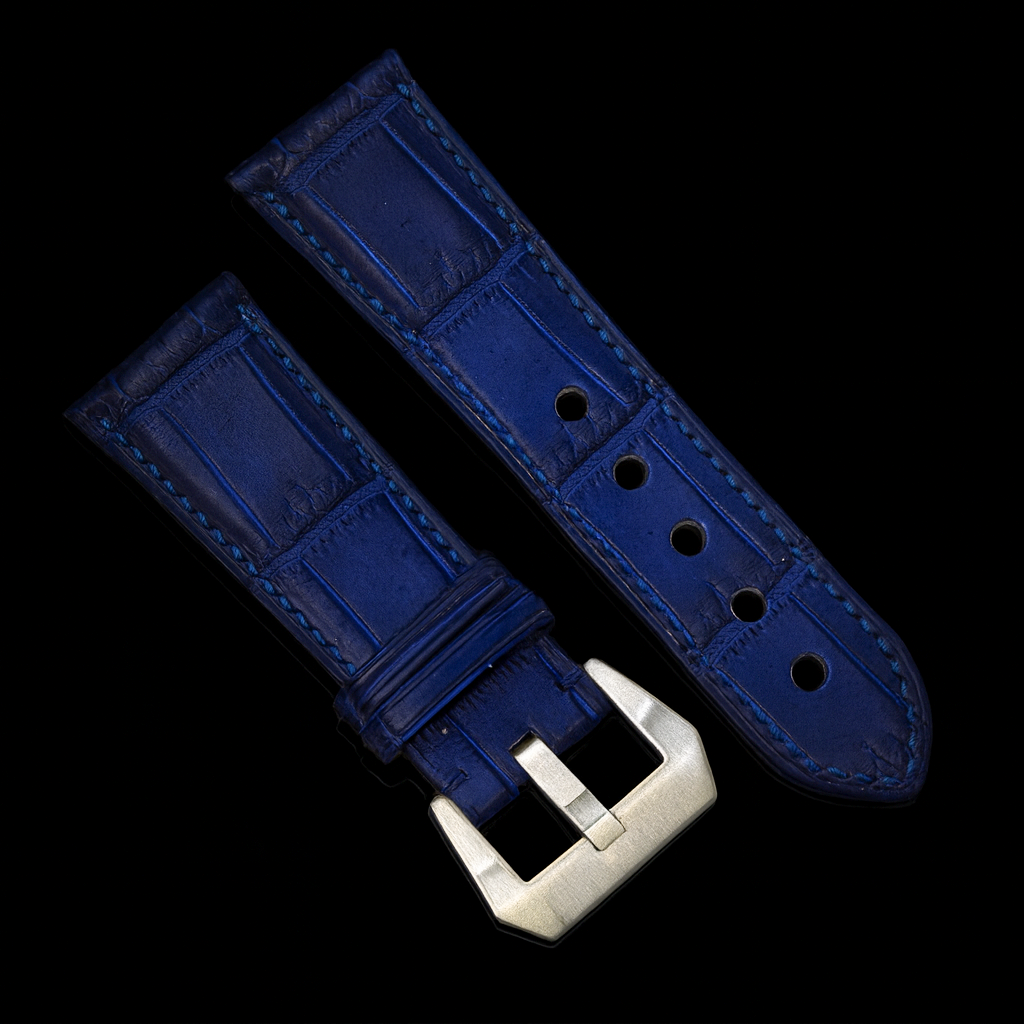 BLUE CROCODILE BELLY LEATHER STRAP