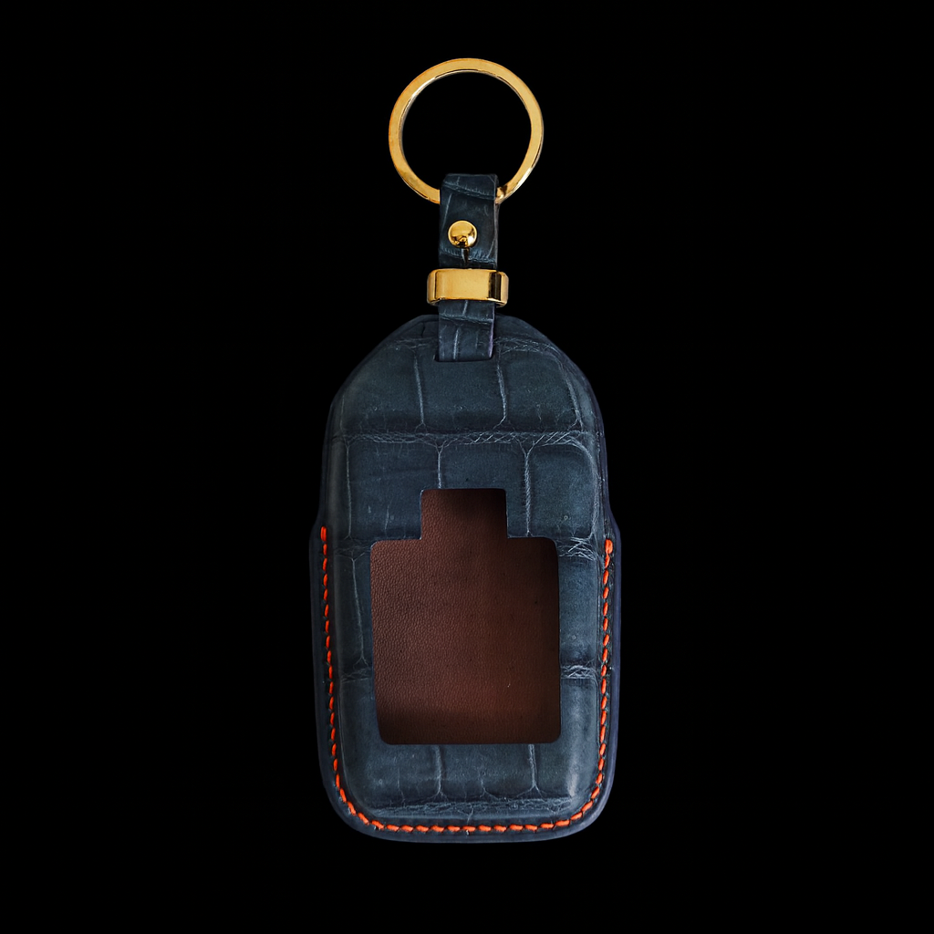 BLUE HANDMADE LEATHER KEY CASE FOR ROLLS ROYCE