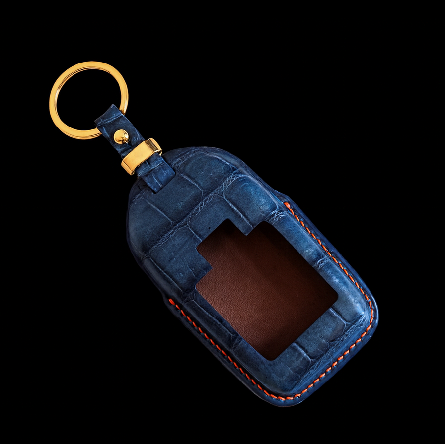 BLUE HANDMADE LEATHER KEY CASE FOR ROLLS ROYCE