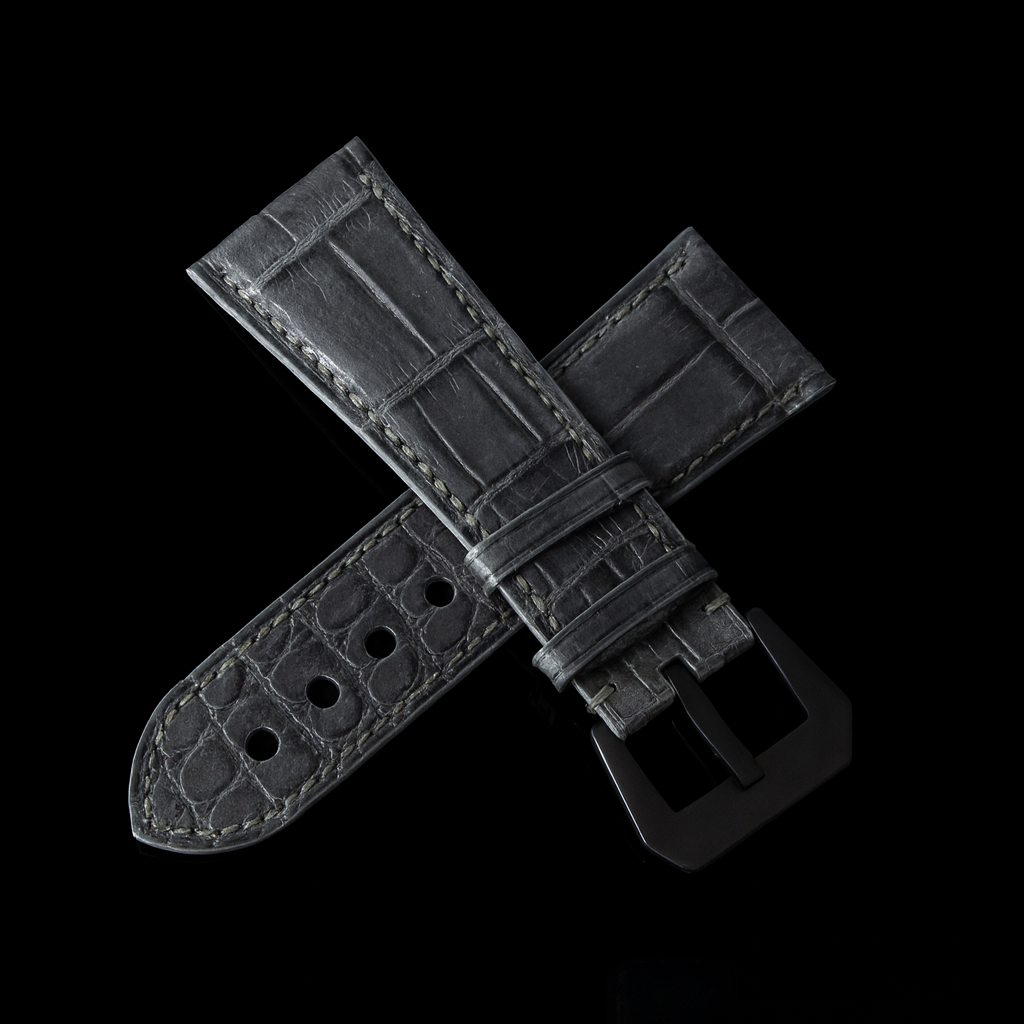 GREY CROCODILE BELLY LEATHER STRAP