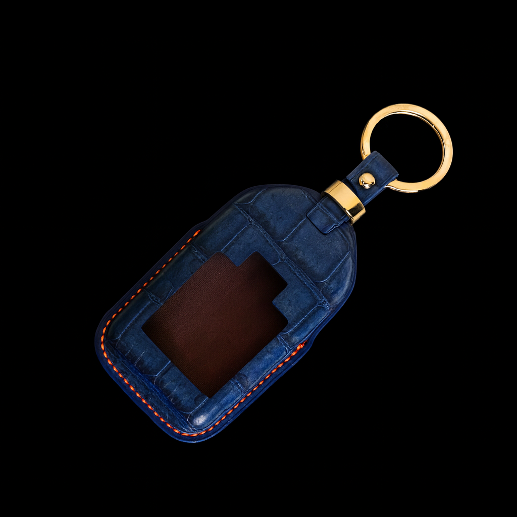 BLUE HANDMADE LEATHER KEY CASE FOR ROLLS ROYCE