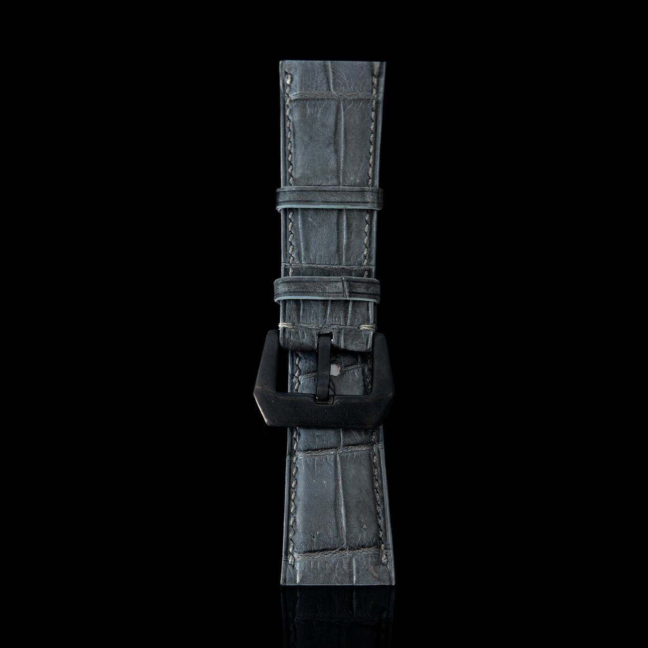 GREY CROCODILE BELLY LEATHER STRAP
