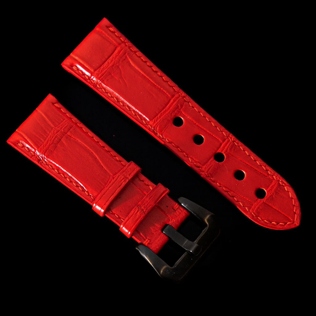 RED CROCODILE BELLY LEATHER STRAP
