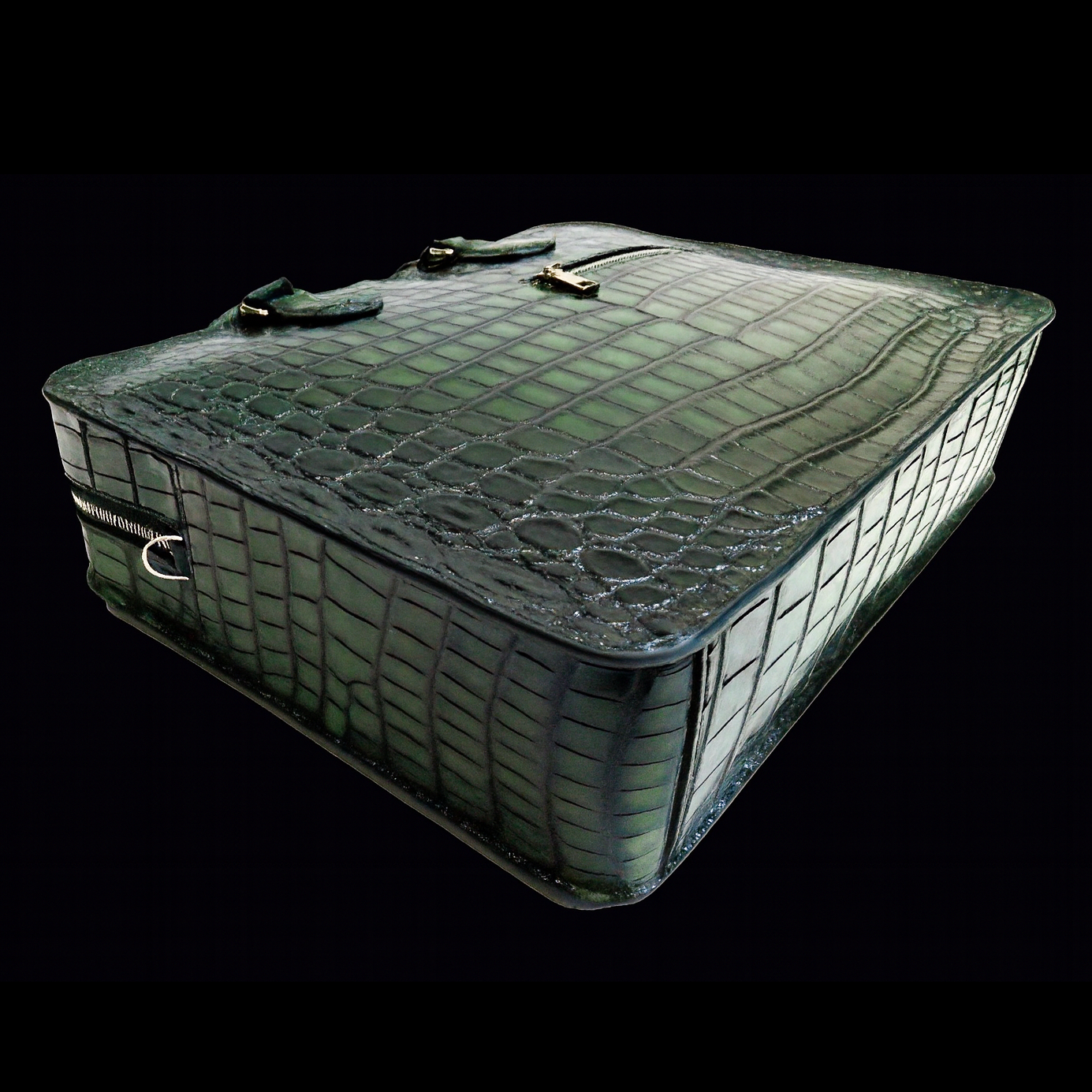 GREEN HANDMADE GENUINE CROCODILE LAPTOP BAG