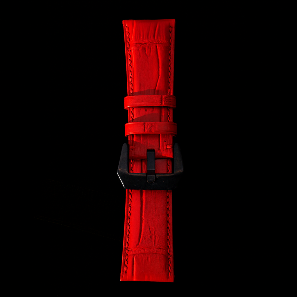 RED CROCODILE BELLY LEATHER STRAP