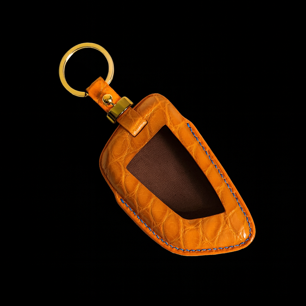 ORANGE HANDMADE LEATHER KEY CASE FOR BMW
