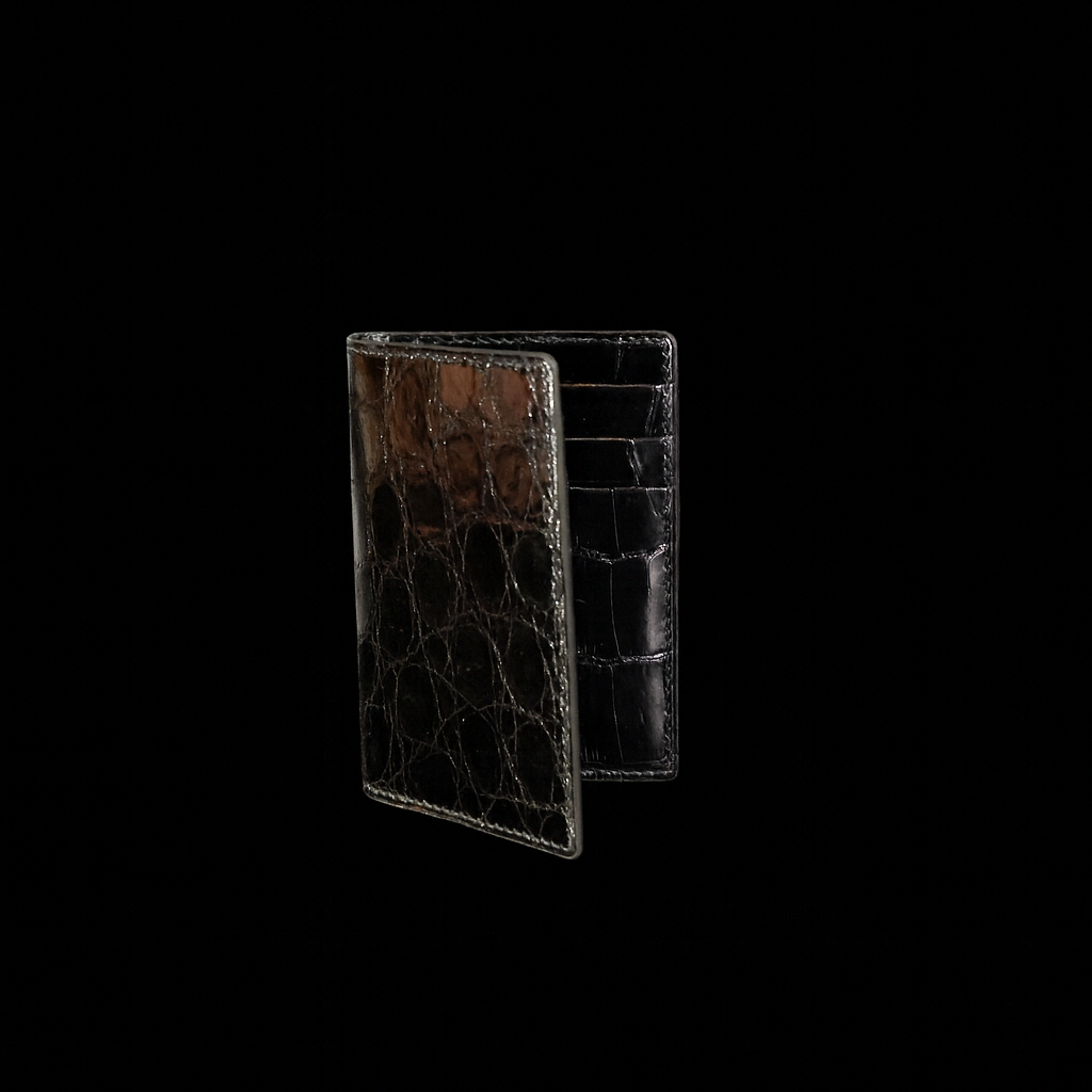 BLACK CROCODILE LEATHER CARD HOLDER